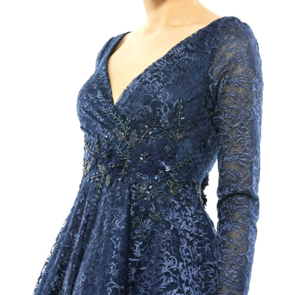 Mac Duggal Embellished Midi Blue Evening Dress Size 4 New - Picture 3 of 8